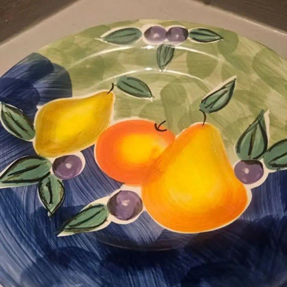 Tabletops Unlimited Casa Leina Hand Painted Fruit Plate
